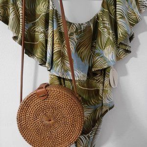 NWT Palm Tree Ruffled Bodysuit